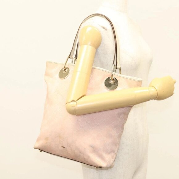 GUCCI GG Canvas Tote Bag Pink Gold - Picture 1 of 16